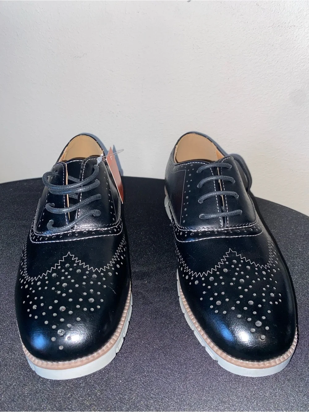 Boys Black Wingtip Lace-Up Dress Shoes